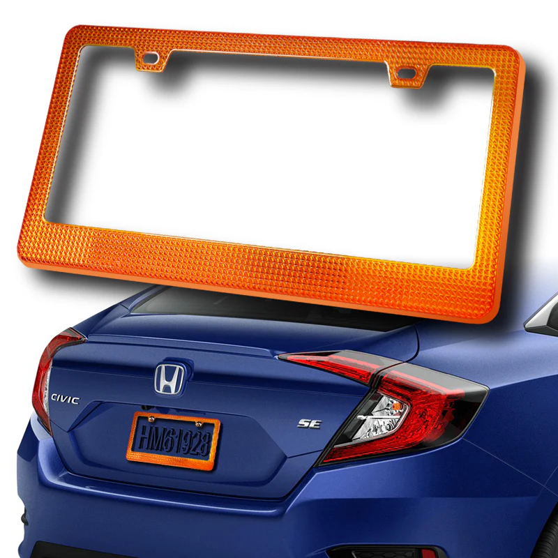 1PC Orange Diamond Cut Style License Plate Frame Covers – Front & Rear - Image 8