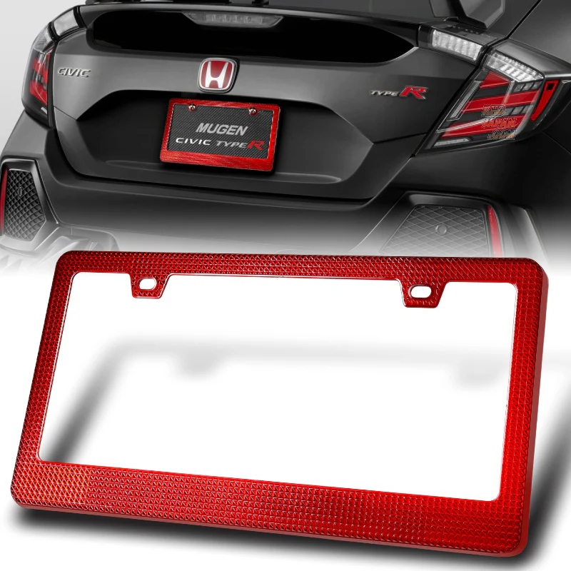 1PC Red Diamond Cut Style License Plate Frame Covers – Front & Rear - Image 10
