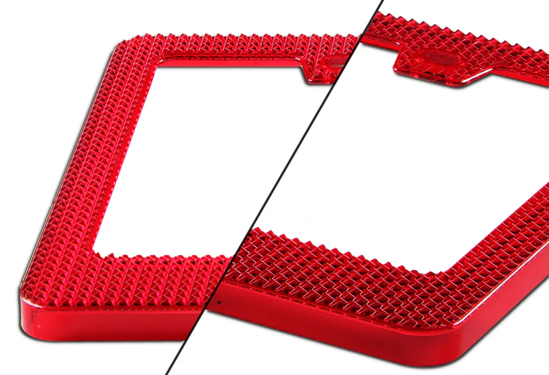 1PC Red Diamond Cut Style License Plate Frame Covers – Front & Rear - Image 3