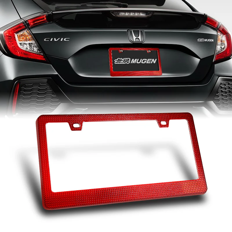 1PC Red Diamond Cut Style License Plate Frame Covers – Front & Rear - Image 8