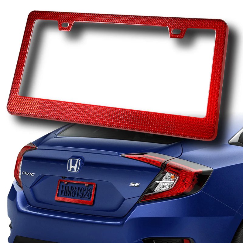 1PC Red Diamond Cut Style License Plate Frame Covers – Front & Rear - Image 9