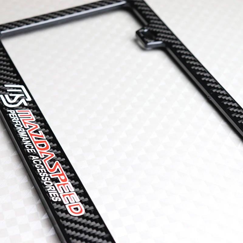 Mazdaspeed 100% Real Carbon Fiber License Plate Frame with Caps & Screws x2 - Image 2