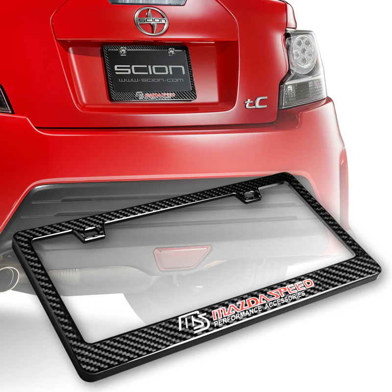 Mazdaspeed 100% Real Carbon Fiber License Plate Frame with Caps & Screws x2 - Image 6