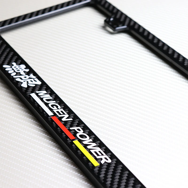 Mugen 100% Real Carbon Fiber License Plate Frame with Caps & Screws x2 - Image 2
