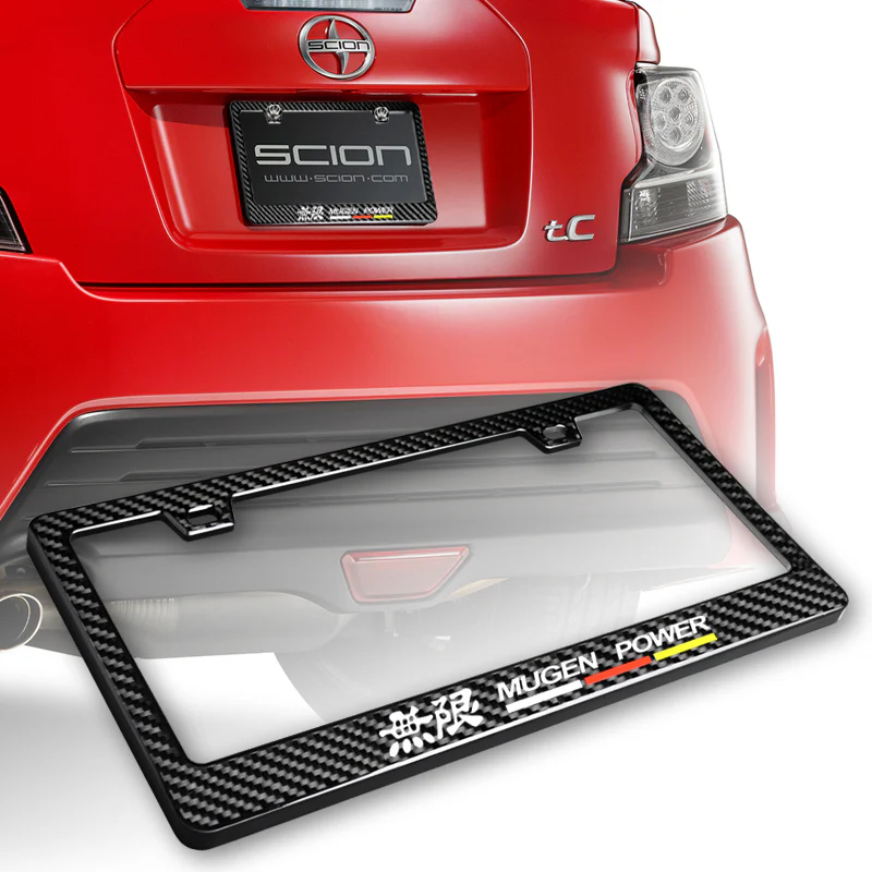 Mugen 100% Real Carbon Fiber License Plate Frame with Caps & Screws x2 - Image 7
