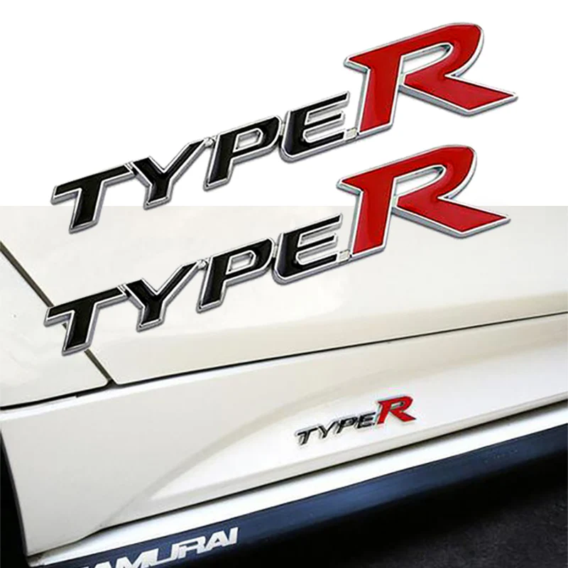 2 pcs 3D Aluminum TYPE-R Car Front/Rear Badge Fender Body Emblem Decal Sticker NEW - Image 3