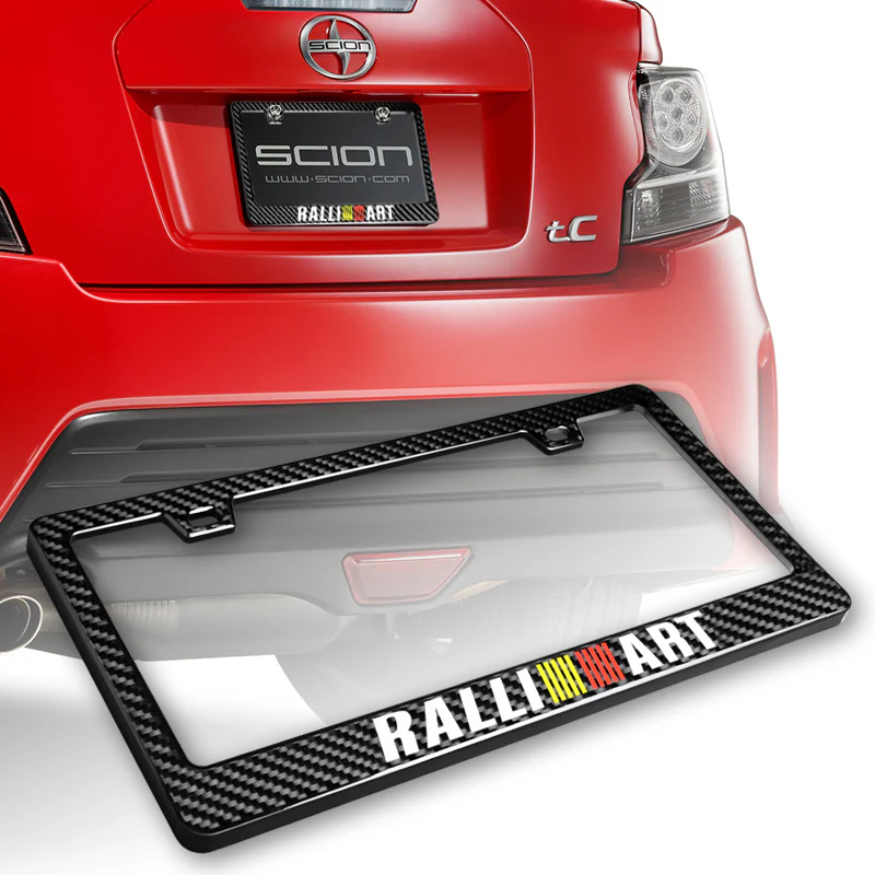Mitsubishi Ralliart 100% Real Carbon Fiber License Plate Frame with Caps & Screws x2 - Image 5