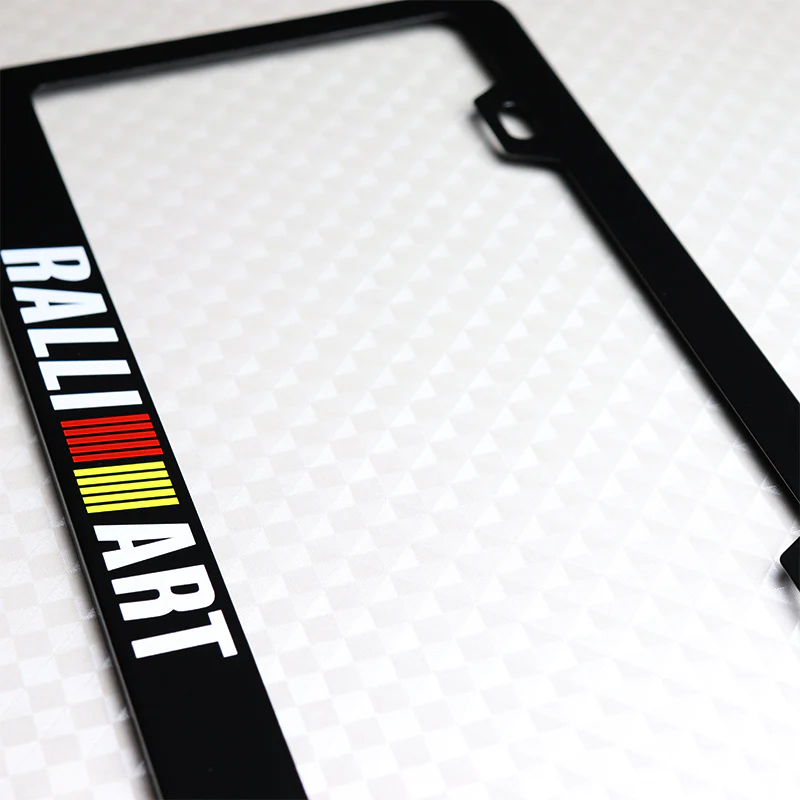 Mitsubishi Ralliart Black Stainless Steel License Plate Frame with Caps & Bolts x2 - Image 6