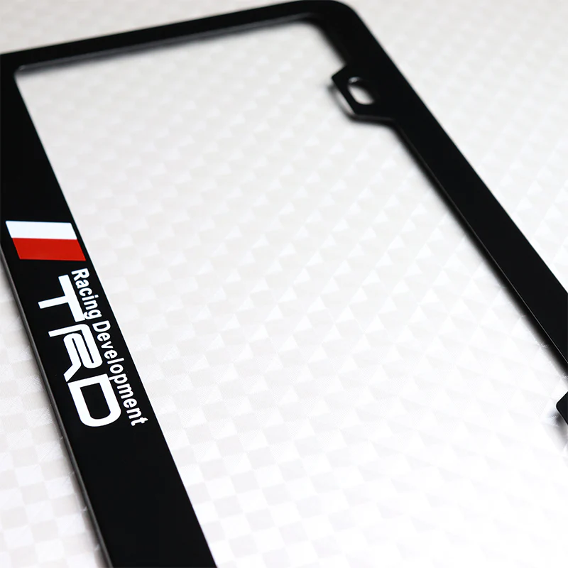 Toyota TRD Black Stainless Steel License Plate Frame with Caps & Bolts x2 - Image 4