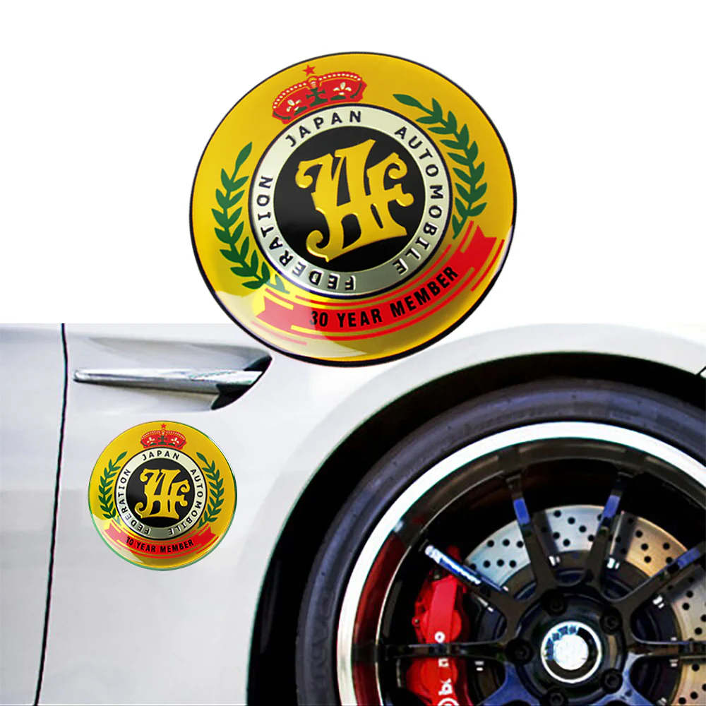 2 pcs JAF Japan Automobile Federation 30 Year Member JDM Logo Emblem Badge Decal Sticker - Image 2