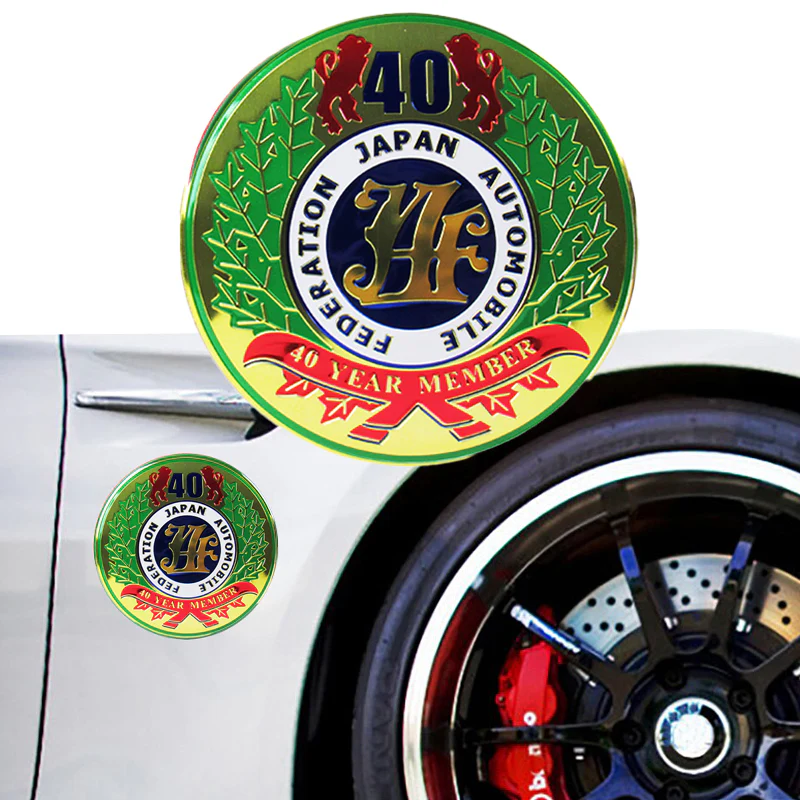2 pcs New JAF Japan Automobile Federation 40 Year Member JDM Logo Emblem Badge Decal Badge Sticker - Image 2
