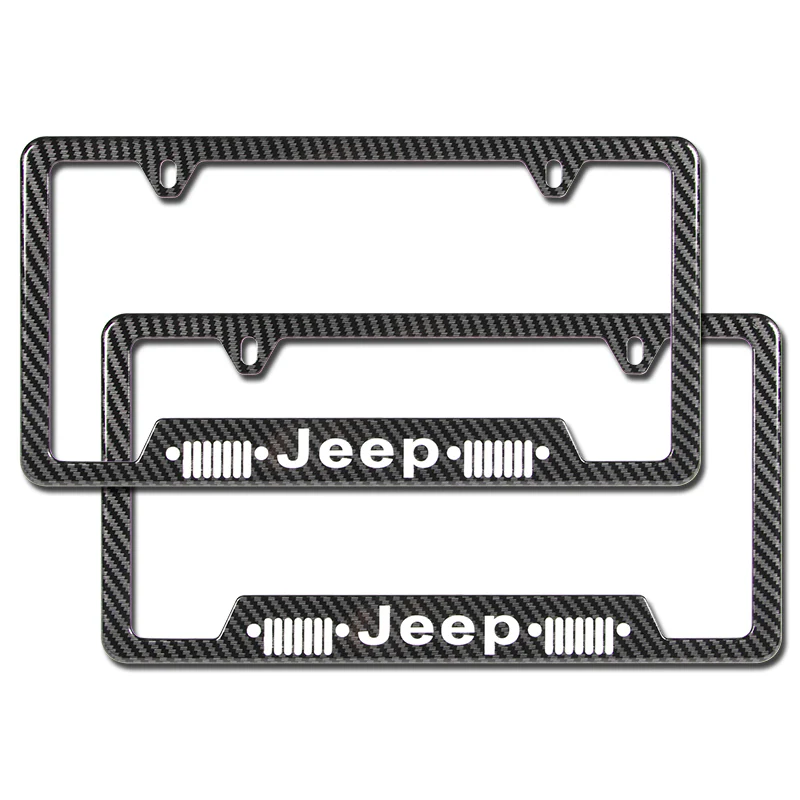 2 pcs Jeep Carbon Fiber Look License Plate Frame ABS New - Image 3