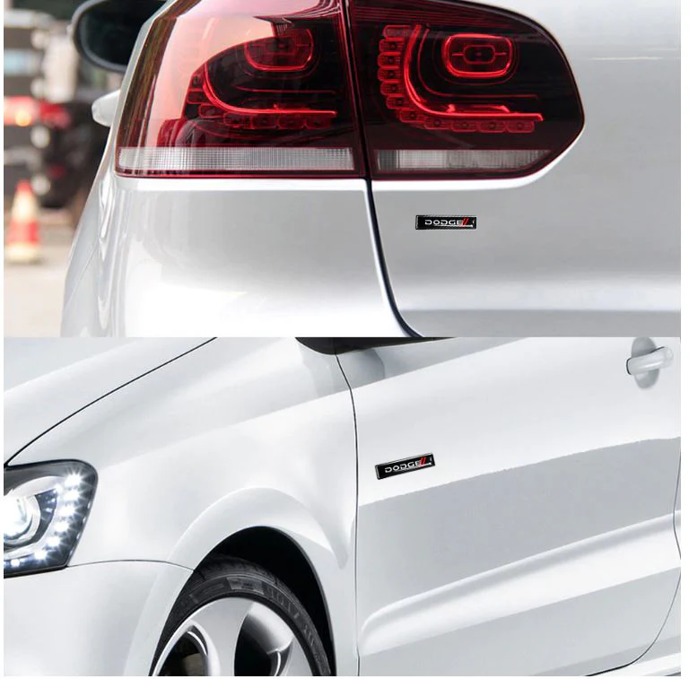 2 pcs Luxury Auto Body Fender Metal Emblem Badge Sticker Decal For DODGE with Red// New - Image 3