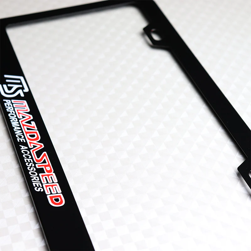 Mazdaspeed Black Stainless Steel License Plate Frame with Caps x2 - Image 4