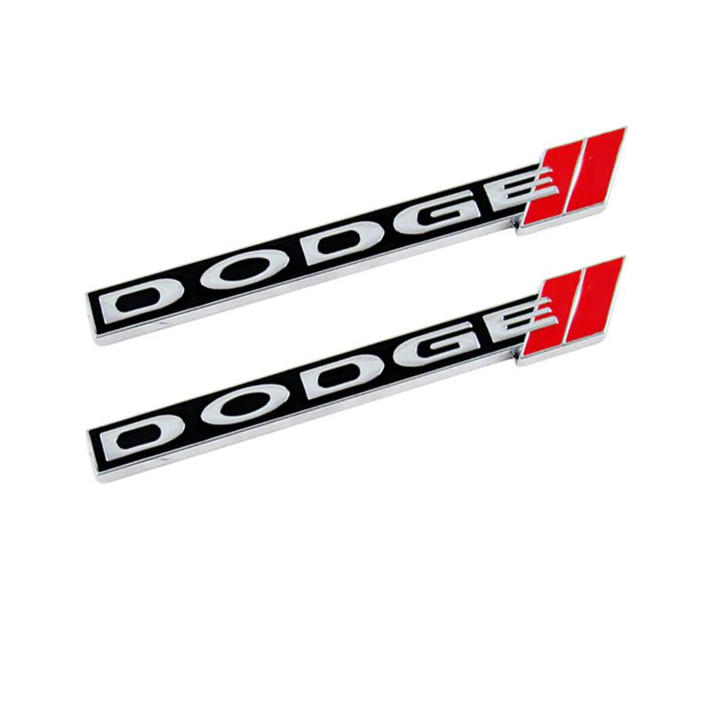 2 PCS Metal 3D Dodge Emblem with Red// Style Door Step Plate Sills Badge Sticker - Image 5