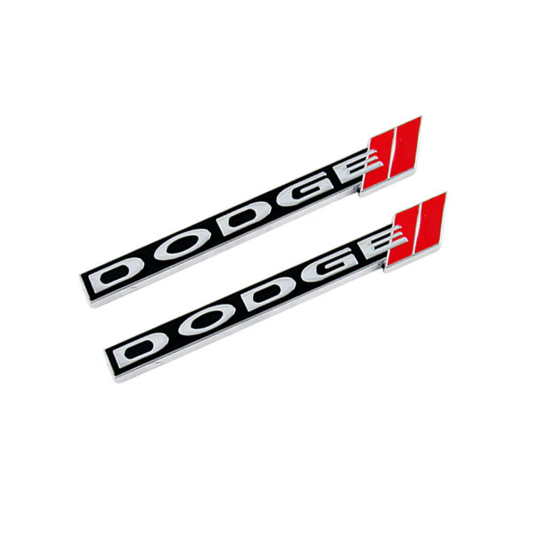 2 PCS Metal 3D Dodge Emblem with Red// Style Door Step Plate Sills Badge Sticker - Image 7