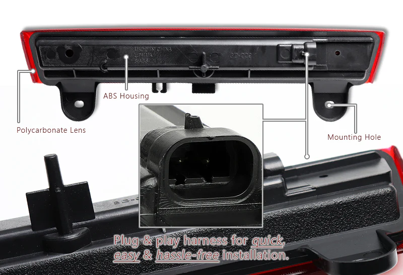 2000-2006 GMC Yukon XL 1500 2500 LED 3RD Brake Light Rear Stop Lamp - Chrome Housing Red Lens - Image 3