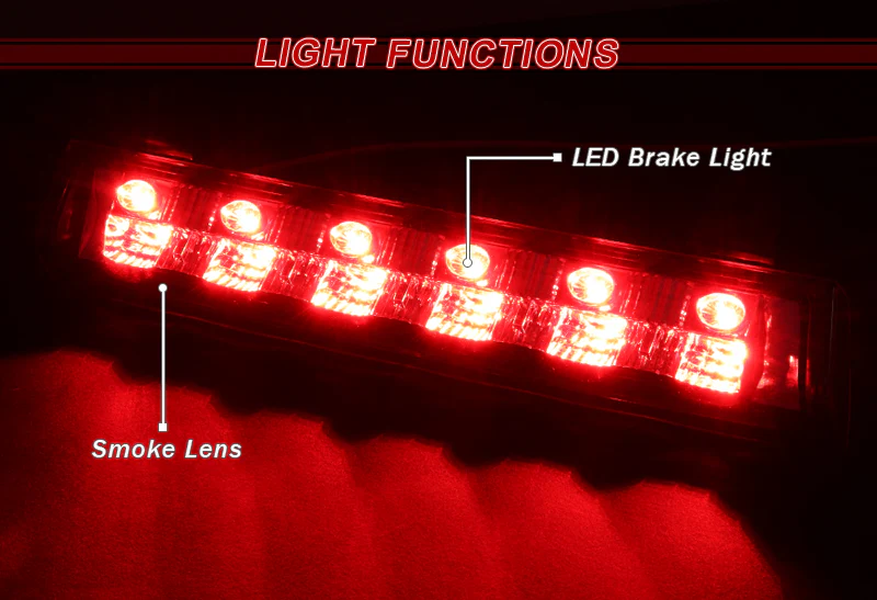 2000-2006 GMC Yukon XL 1500 2500 LED 3RD Brake Light Rear Stop Lamp - Chrome Housing Smoked Lens - Image 4