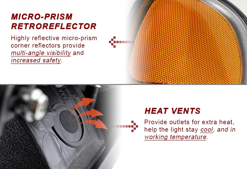 GMC Sierra/Yukon XL 1500 2500 LED DRL Black Headlights w/ Bumper Signal Lights 4PCS Set - Clear Lens Amber Reflectors - Image 3