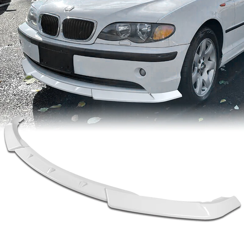2002-2005 BMW 3-Series E46 Sedan Painted White 3-Piece Front Bumper Body Spoiler Splitter Lip Kit - Image 6