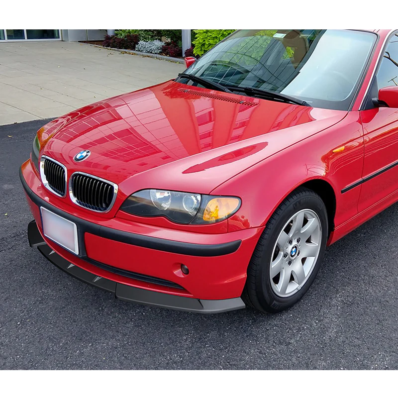 2002-2005 BMW 3-Series E46 Sedan Unpainted Matte Black 3-Piece Front Bumper Body Spoiler Splitter Lip Kit - Image 7