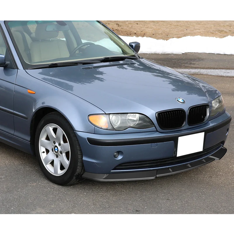 2002-2005 BMW 3-Series E46 Sedan Unpainted Matte Black 3-Piece Front Bumper Body Spoiler Splitter Lip Kit - Image 8