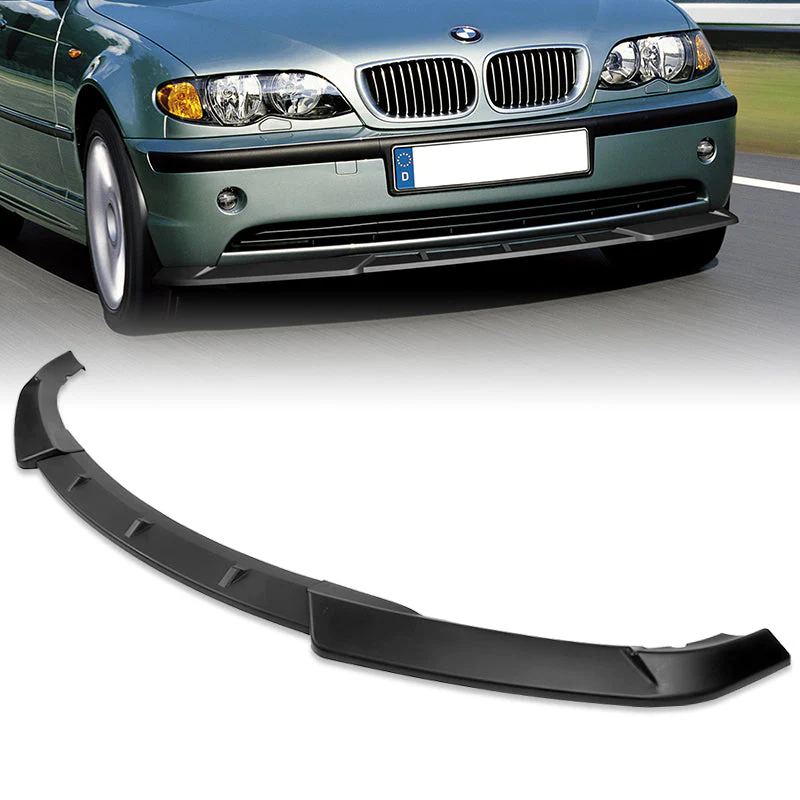 2002-2005 BMW 3-Series E46 Sedan Unpainted Matte Black 3-Piece Front Bumper Body Spoiler Splitter Lip Kit with Free Gift - Image 4