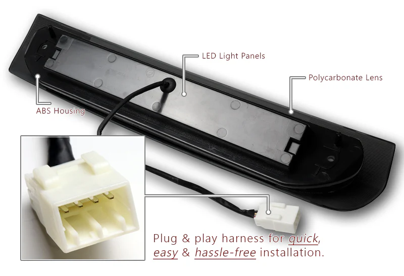 2002-2009 Dodge Ram 1500 / 2500 / 3500 LED Third Brake Light with Cargo Light - Black Housing Smoked Lens - Image 3