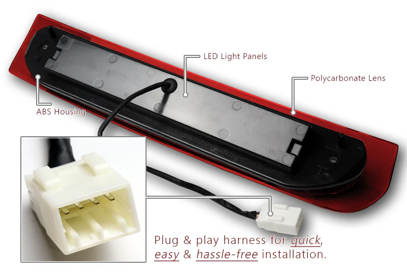 2002-2009 Dodge Ram 1500 / 2500 / 3500 LED Third Brake Light with Cargo Light - Chrome Housing Red Lens - Image 3