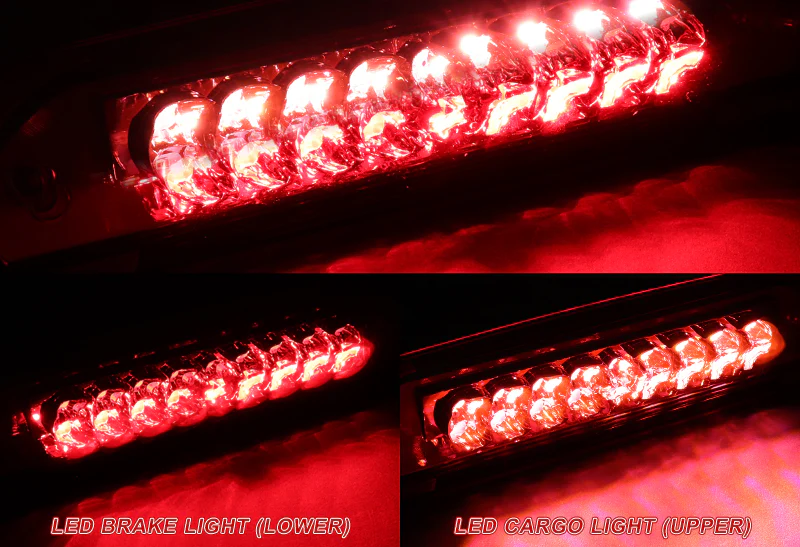 2002-2009 Dodge Ram 1500 / 2500 / 3500 LED Third Brake Light with Cargo Light - Chrome Housing Red Lens - Image 4