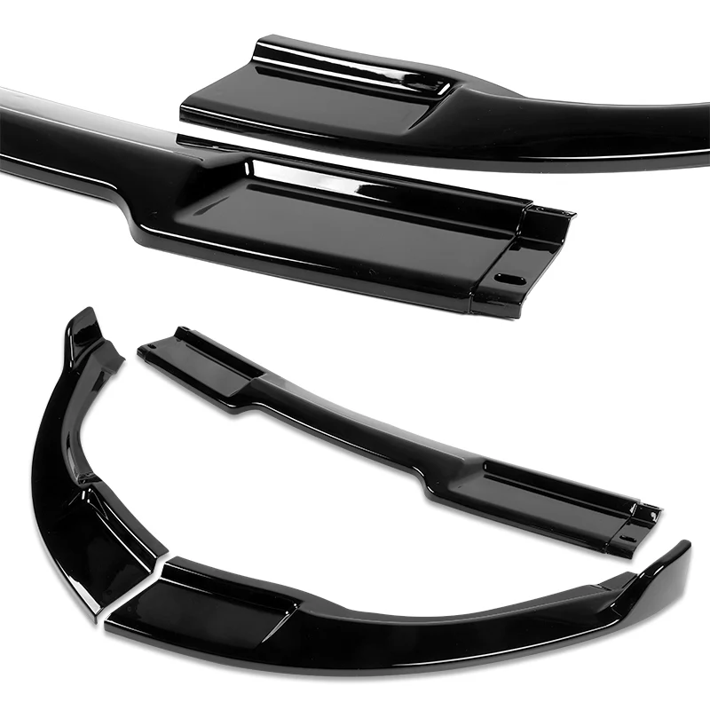 2003-2007 Infiniti G35 Coupe GT-Style Painted Black 3-Piece Front Bumper Body Spoiler Splitter Lip Kit with Metal Badge Emblems Set - Image 8