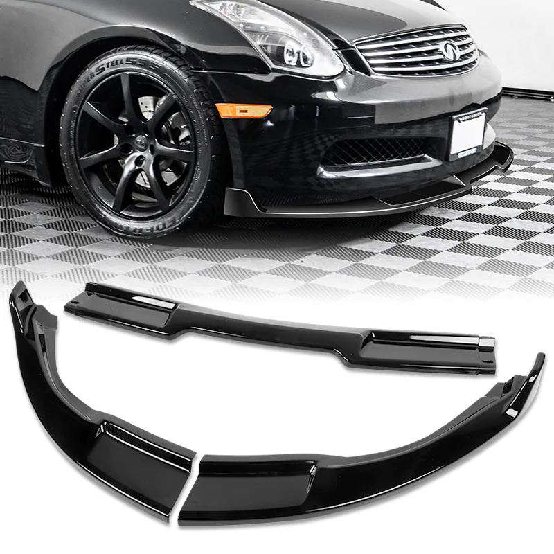 2003-2007 Infiniti G35 Coupe GT-Style Painted Black 3-Piece Front Bumper Body Spoiler Splitter Lip Kit - Image 5