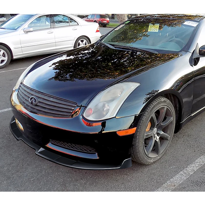 2003-2007 Infiniti G35 Coupe GT-Style Painted Black 3-Piece Front Bumper Body Spoiler Splitter Lip Kit - Image 8