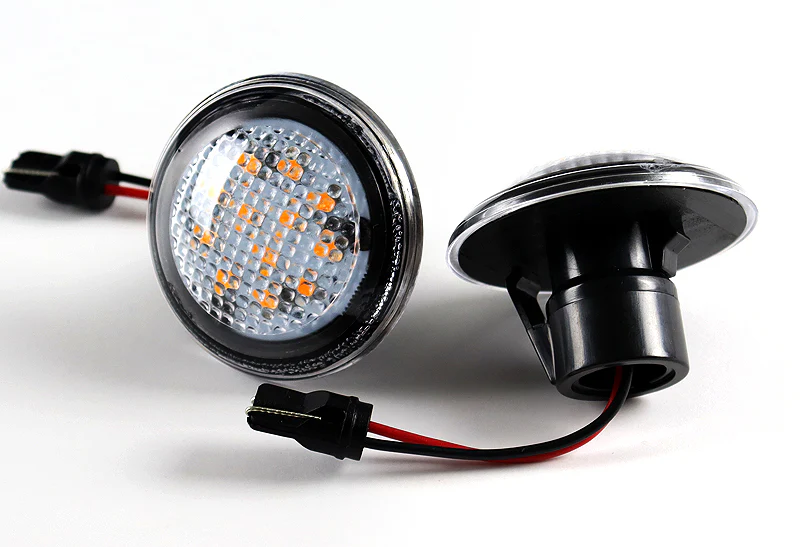2003-2012 Range Rover L322 Amber LED Turn Signal Front Side Marker Lights -Clear Lens - Image 2