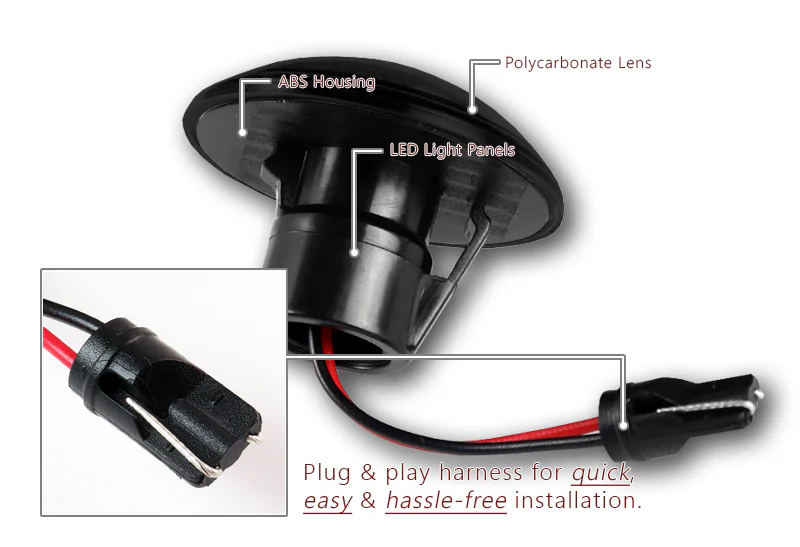 2003-2012 Range Rover L322 White LED Turn Signal Front Side Marker Lights -Smoked Lens - Image 3