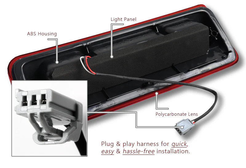 2004-2008 Ford F-150 F150 / Lobo LED Third Brake Light with Cargo Light - Chrome Housing Red Lens - Image 3