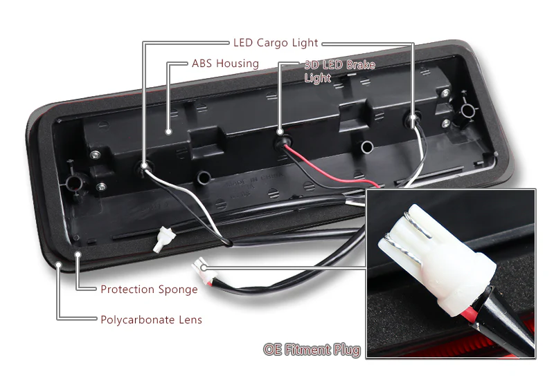 2004-2008 Ford F150 F-150 LED Third Brake Light with Cargo Light - Black Housing Smoked Lens - Image 3