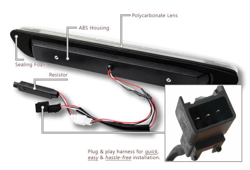 2004-2012 GMC Canyon LED 3RD Brake Chrome Light Rear Stop Lamp - Clear Lens - Image 3