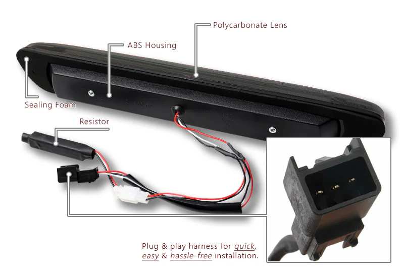 Chevrolet Colorado / GMC Canyon LED 3RD Brake Chrome Light Rear Stop Lamp - Smoked Lens - Image 3