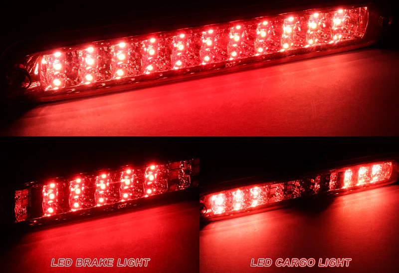 2004-2012 Chevrolet Colorado LED 3RD Brake Light Rear Stop Lamp - Chrome Housing Red Lens - Image 4