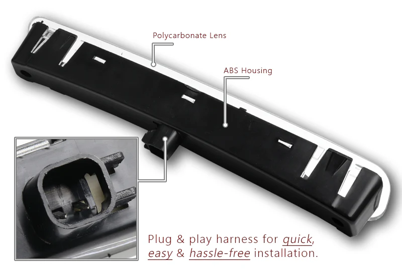 2005-2009 Ford Mustang LED 3RD Brake Light Rear Stop Lamp - Black Housing Clear Lens - Image 3