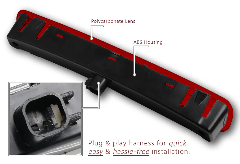 2005-2009 Ford Mustang LED 3RD Brake Light Rear Stop Lamp - Chrome Housing Red Lens - Image 3