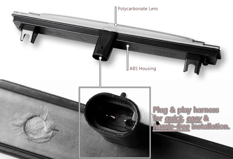2005-2013 Chevrolet Corvette LED 3RD Brake Light Rear Stop Lamp - Chrome Housing Clear Lens - Image 3