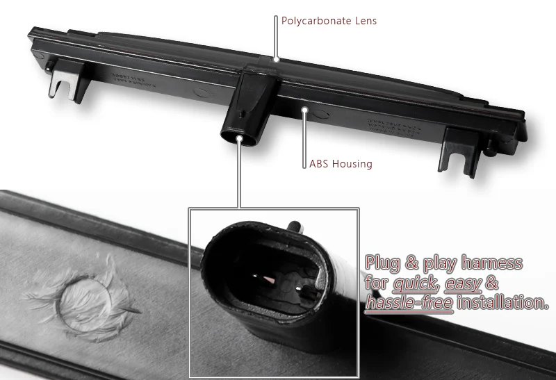 2005-2013 Chevrolet Corvette LED 3RD Brake Light Rear Stop Lamp - Chrome Housing Smoked Lens - Image 3