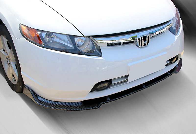 2006-2008 Honda Civic 4DR JDM CS-Style Carbon Look 3-Piece Front Bumper Body Spoiler Splitter Lip Kit with LED Grill Emblem - Image 6