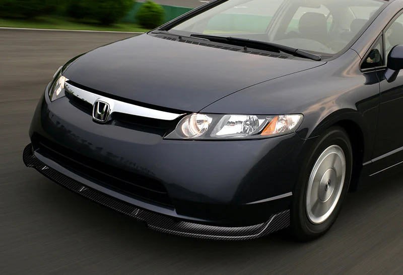 2006-2008 Honda Civic 4DR JDM CS-Style Real Carbon Fiber 3-Piece Front Bumper Body Spoiler Splitter Lip Kit with Windshield Banner - Image 6