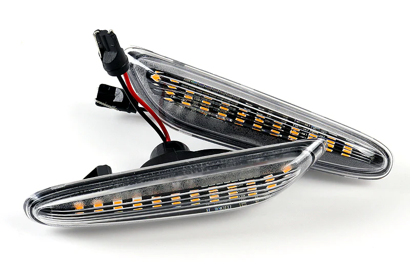 2006-2011 BMW 3-Series E90 E91 Amber LED Turn Signal Front Side Marker Lights -Clear Lens - Image 2