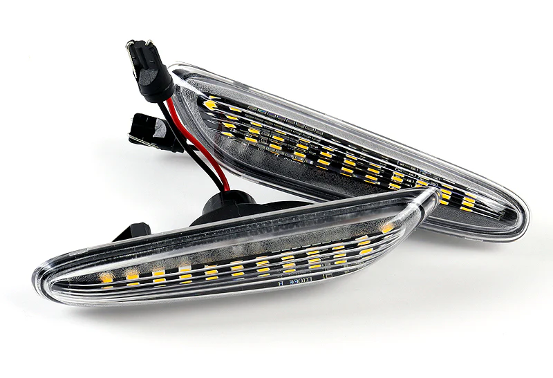 2006-2011 BMW 3-Series E90 E91 White LED Turn Signal Front Side Marker Lights -Clear Lens - Image 2