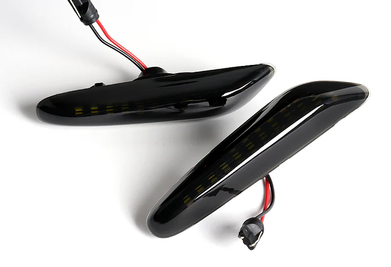 BMW E46 E60 E61 E82 E83 E84 E88 E90 E92 White LED Turn Signal Front Side Marker Lights -Smoked Lens - Image 2