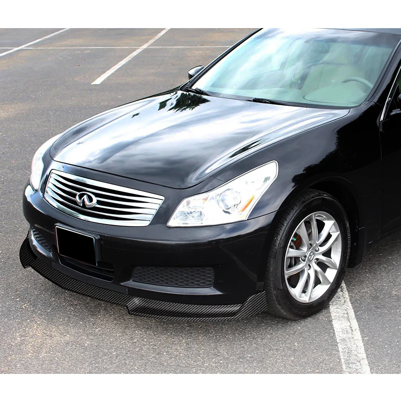 2007-2009 Infiniti G35 G37 4DR GT-Style Carbon Look 3-Piece Front Bumper Body Spoiler Splitter Lip Kit - Image 5